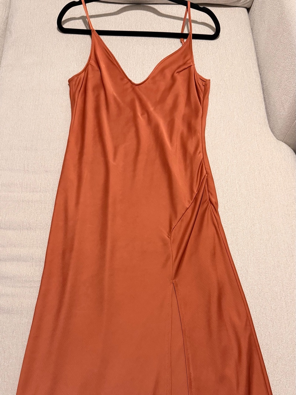 Missguided Rust Orange Satin Maxi Slip Dress